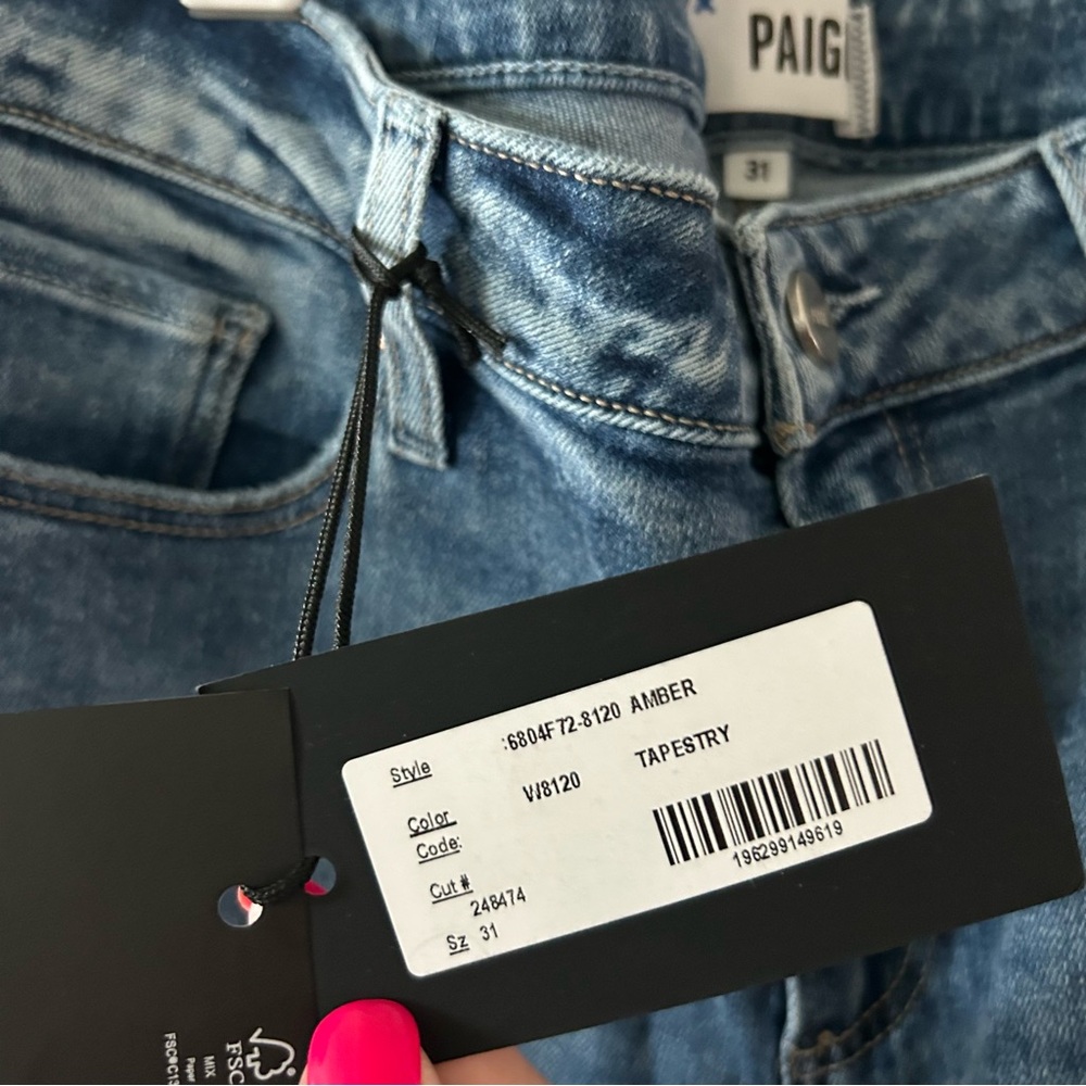 NWT Paige Amber Mid Rise Straight Ankle Jeans Tapestry - Picture 5 of 6